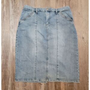 VTG Baccini Womens Denim Maxi Skirt 10P Blue Jeans Stretch